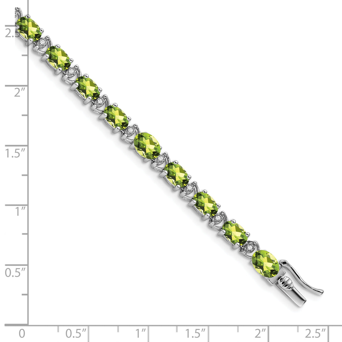 14k White Gold Oval Peridot and Diamond Bracelet-BM7147-PE-010-WA