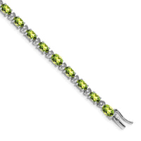 14k White Gold Oval Peridot and Diamond Bracelet-BM7147-PE-010-WA