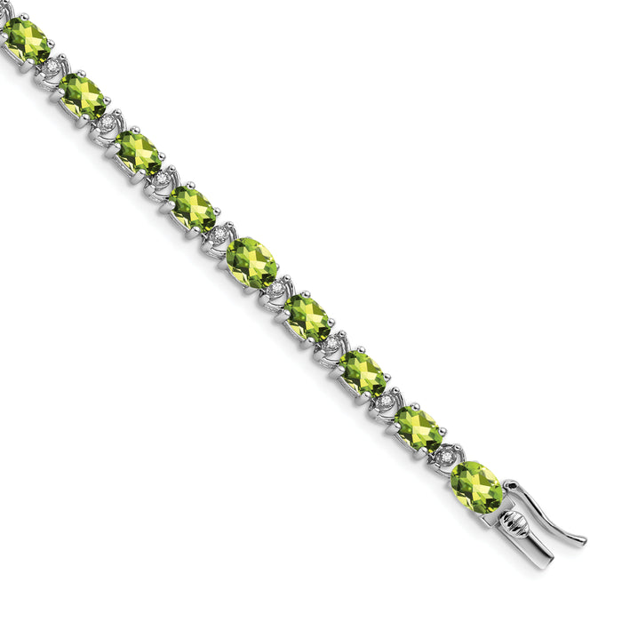 14k White Gold Oval Peridot and Diamond Bracelet-BM7147-PE-010-WA