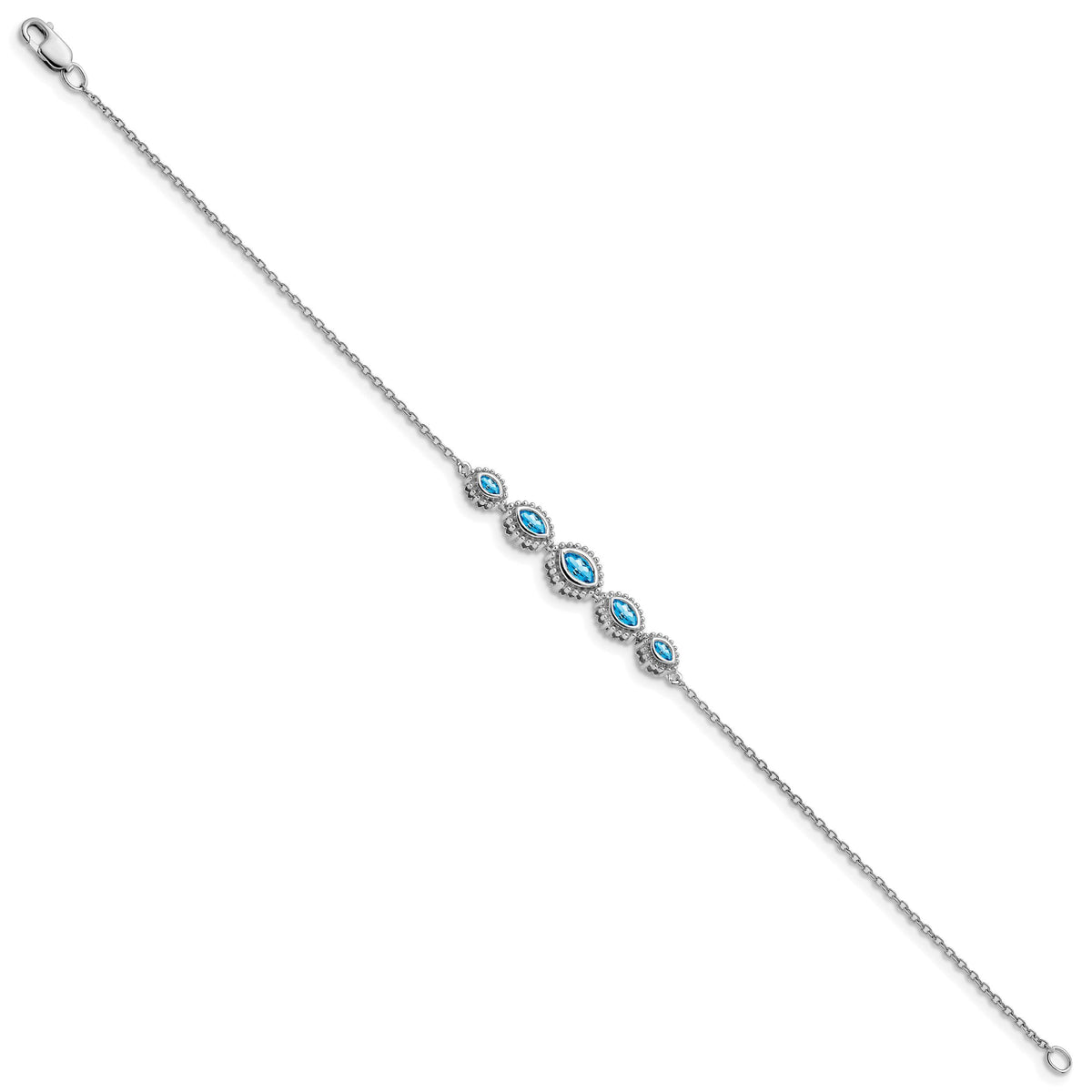 14k White Gold Marquise Blue Topaz Bracelet-BM7200-BT-W