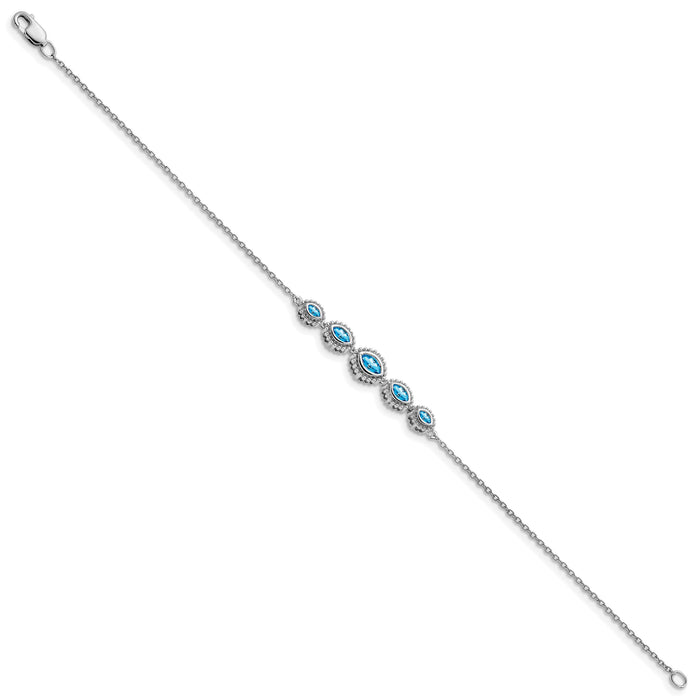 14k White Gold Marquise Blue Topaz Bracelet-BM7200-BT-W