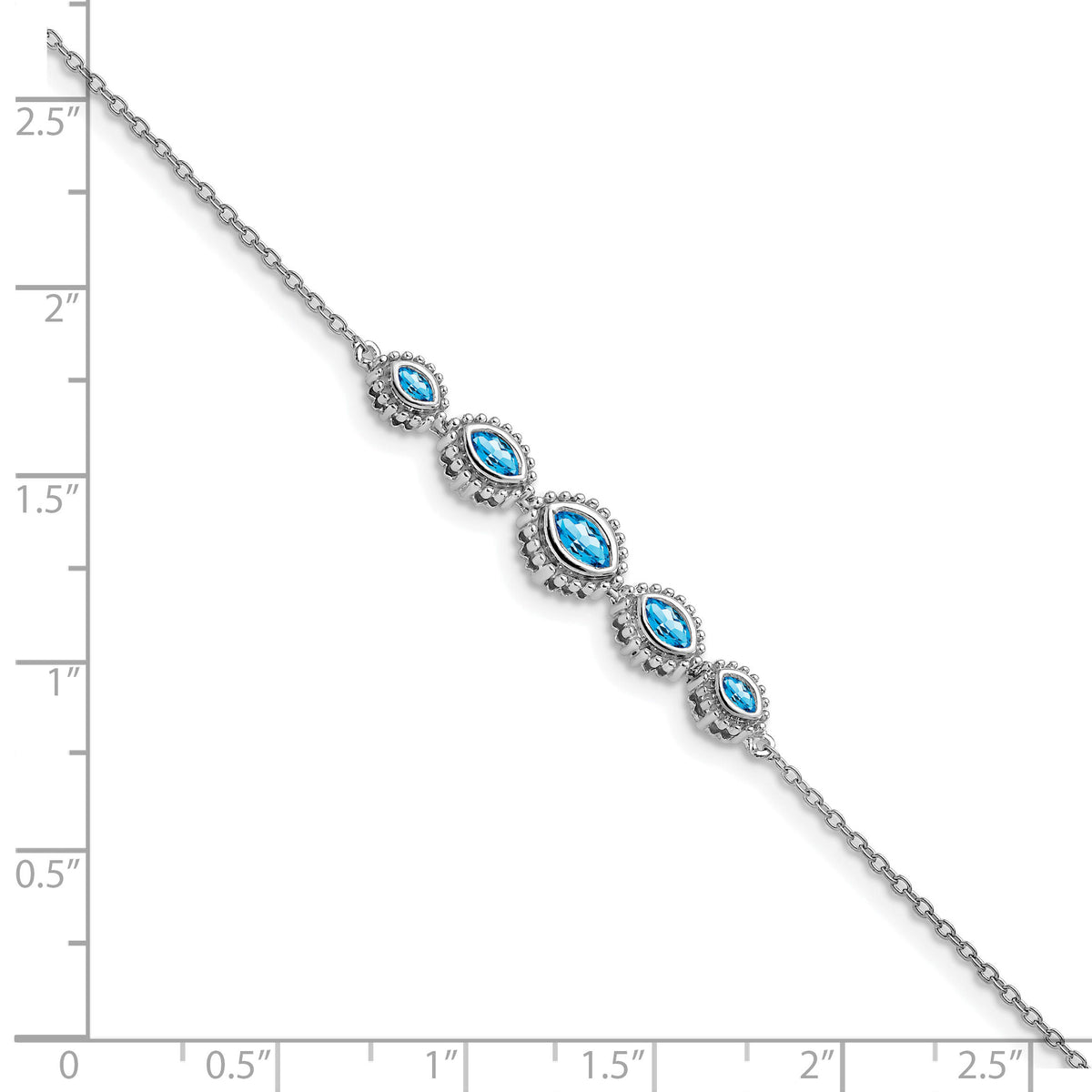 14k White Gold Marquise Blue Topaz Bracelet-BM7200-BT-W