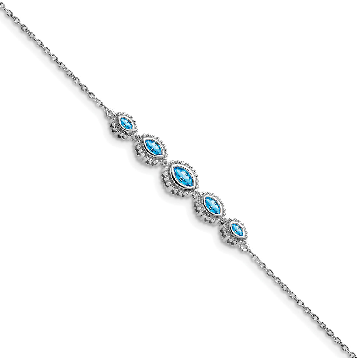 14k White Gold Marquise Blue Topaz Bracelet-BM7200-BT-W