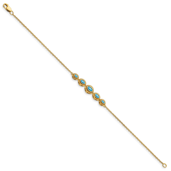 14k Marquise Blue Topaz Bracelet-BM7200-BT-Y
