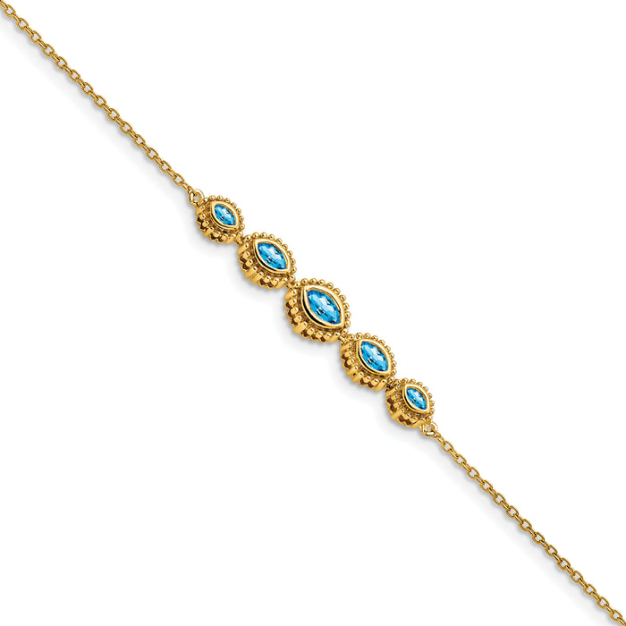 14k Marquise Blue Topaz Bracelet-BM7200-BT-Y