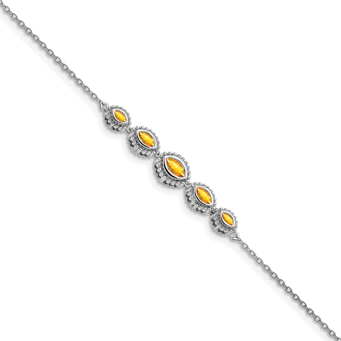 14k White Gold Marquise Citrine Bracelet-BM7200-CI-W