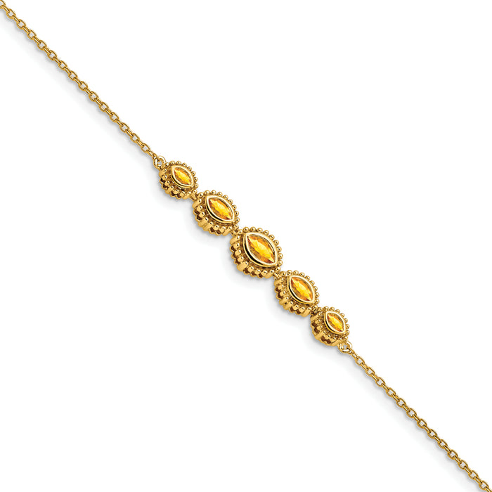 14k Marquise Citrine Bracelet-BM7200-CI-Y