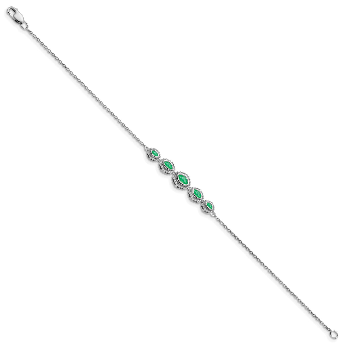 14k White Gold Marquise Emerald Bracelet-BM7200-EM-W