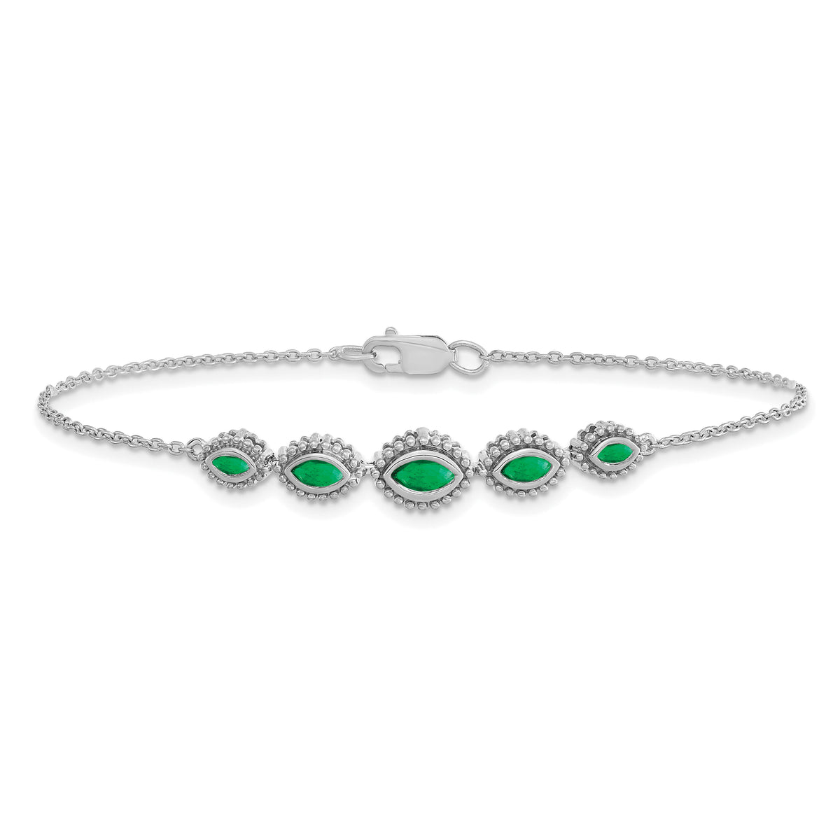 14k White Gold Marquise Emerald Bracelet-BM7200-EM-W