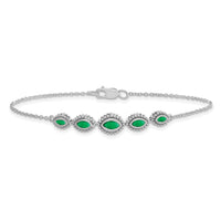 14k White Gold Marquise Emerald Bracelet-BM7200-EM-W