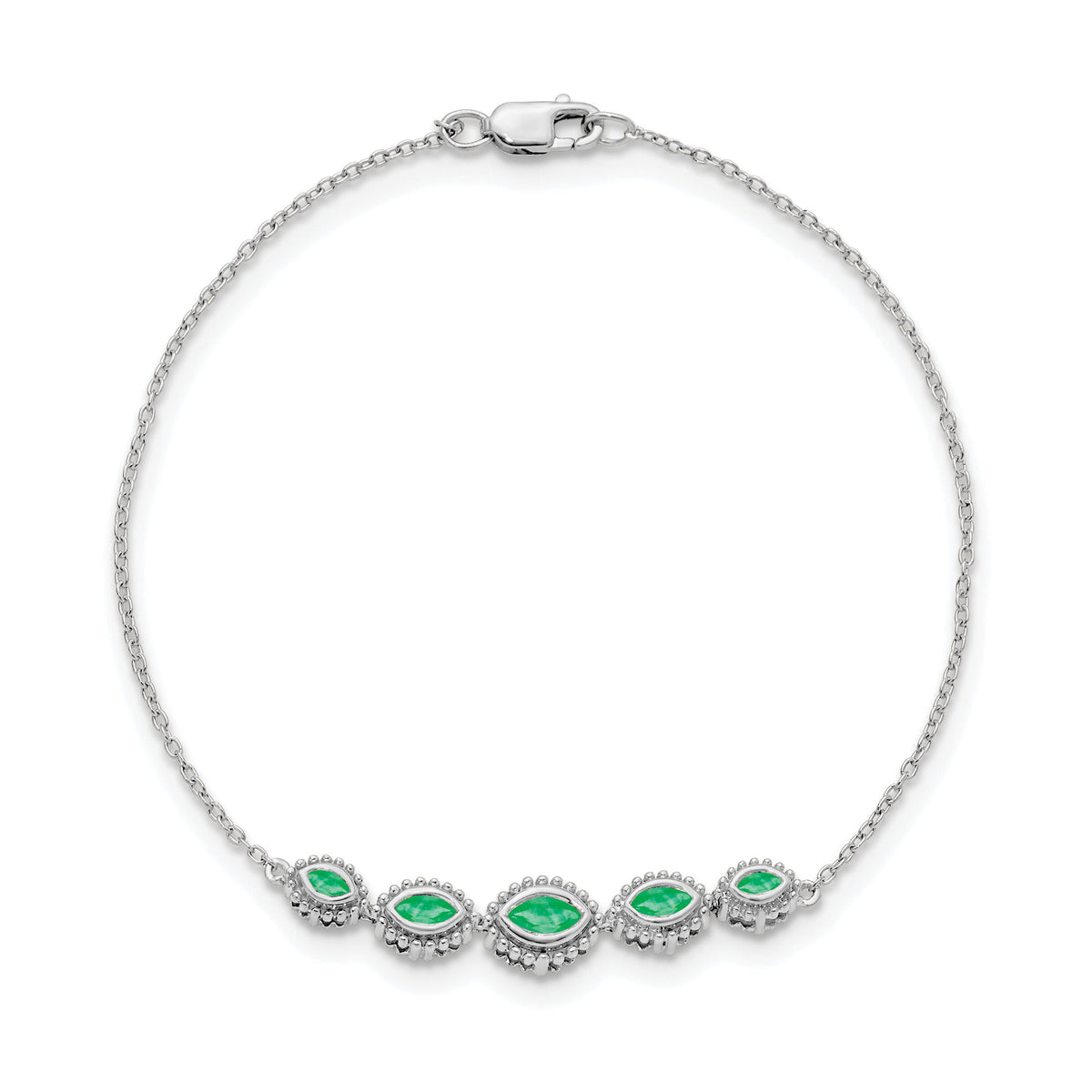 14k White Gold Marquise Emerald Bracelet-BM7200-EM-W