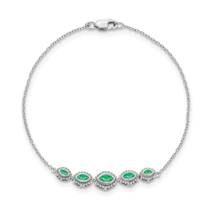 14k White Gold Marquise Emerald Bracelet-BM7200-EM-W