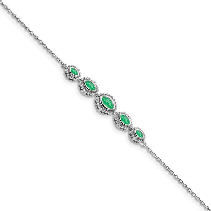 14k White Gold Marquise Emerald Bracelet-BM7200-EM-W