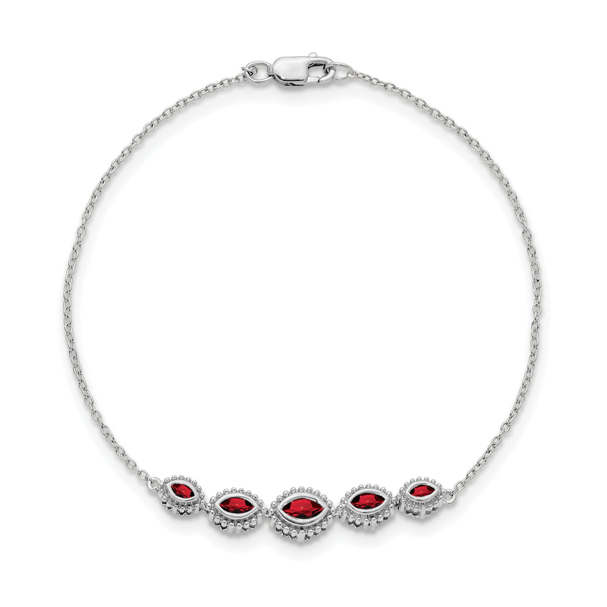 14k White Gold Marquise Garnet Bracelet-BM7200-GA-W