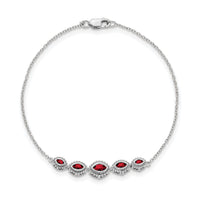 14k White Gold Marquise Garnet Bracelet-BM7200-GA-W