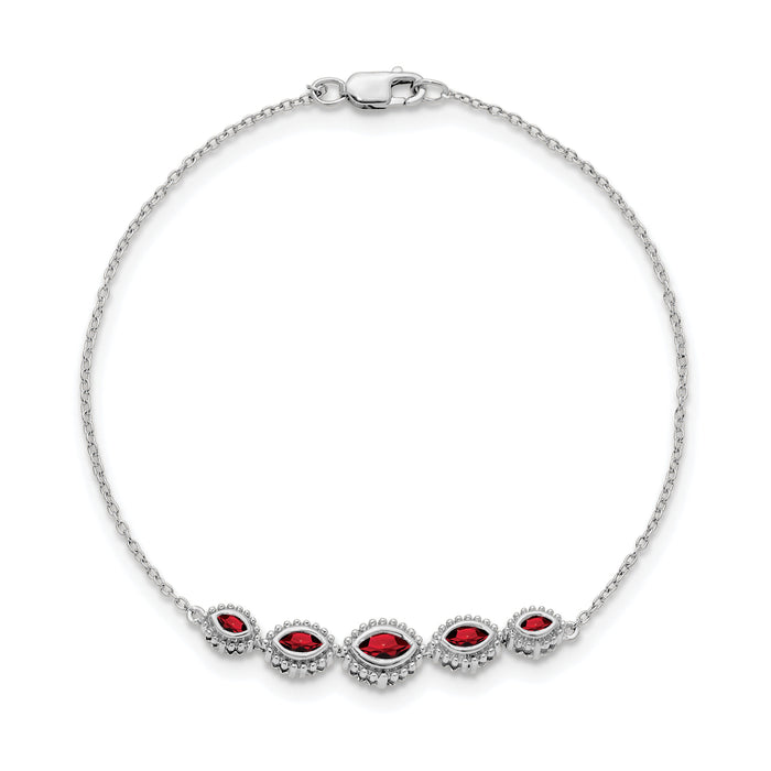 14k White Gold Marquise Garnet Bracelet-BM7200-GA-W