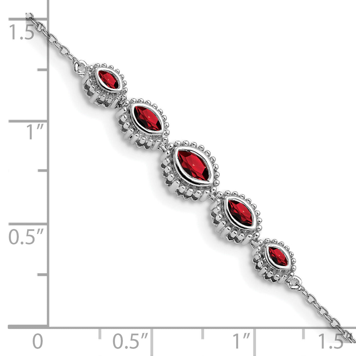 14k White Gold Marquise Garnet Bracelet-BM7200-GA-W