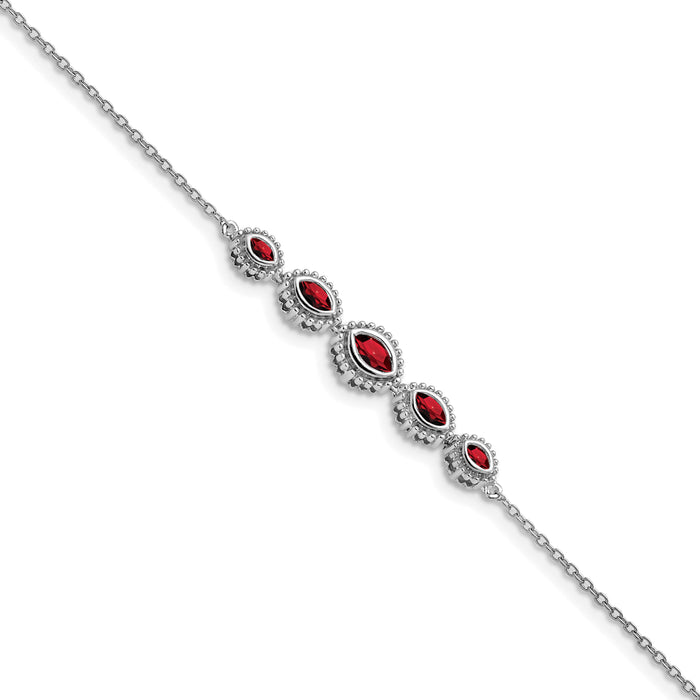 14k White Gold Marquise Garnet Bracelet-BM7200-GA-W