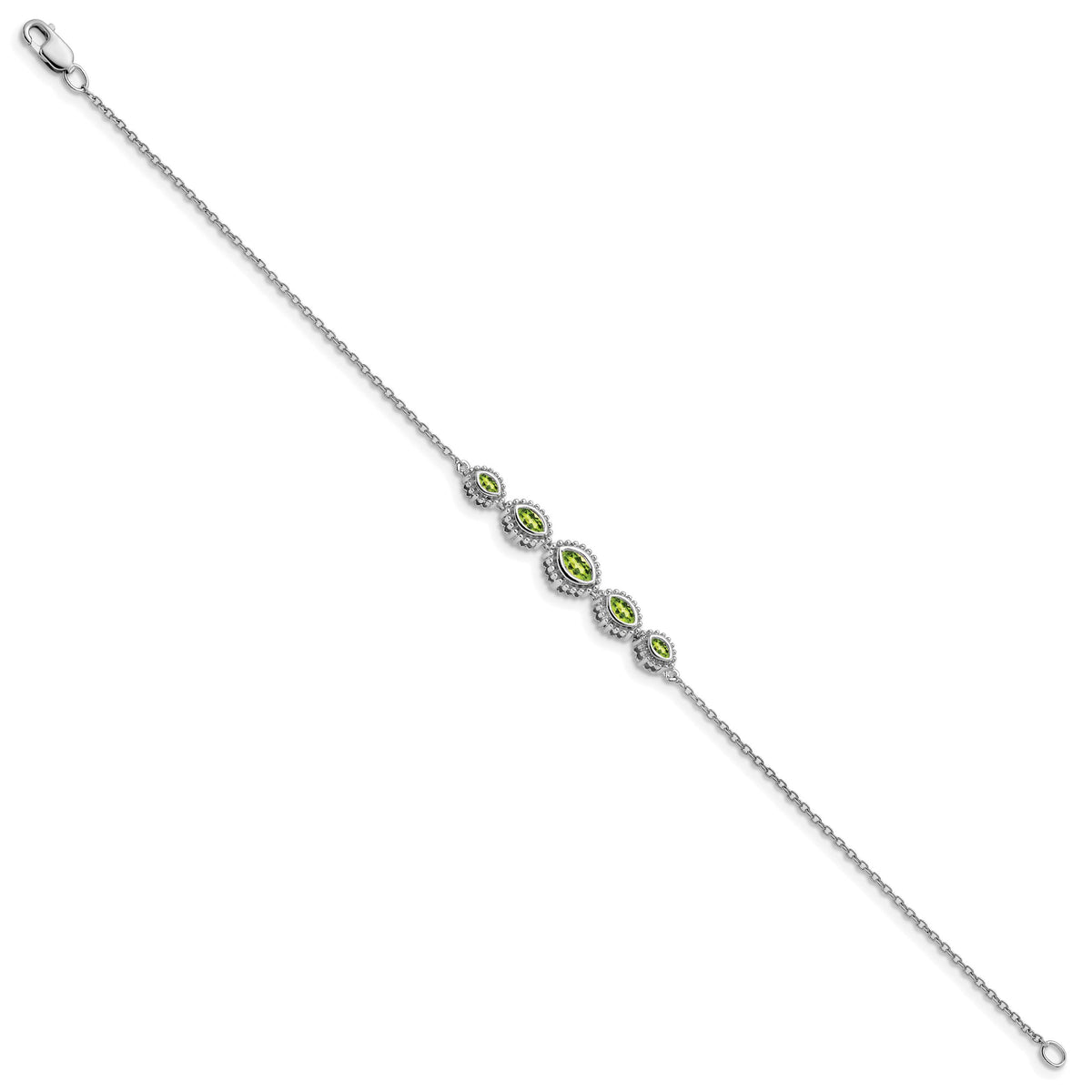 14k White Gold Marquise Peridot Bracelet-BM7200-PE-W