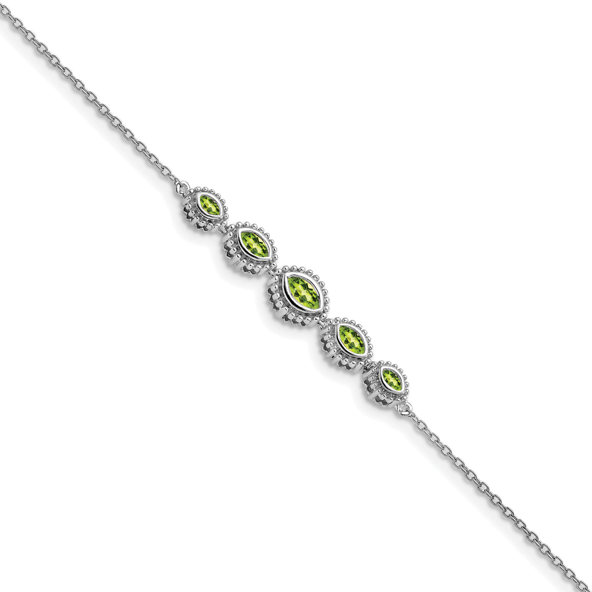 14k White Gold Marquise Peridot Bracelet-BM7200-PE-W