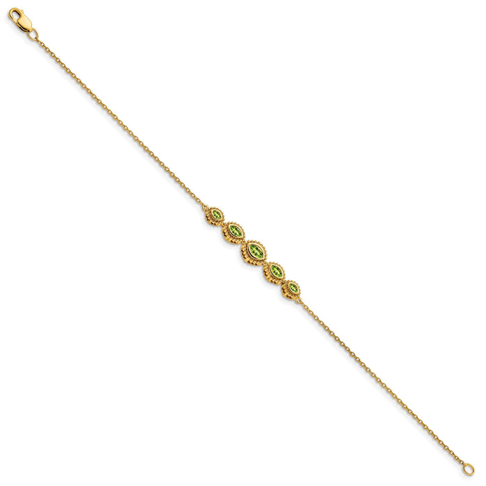 14k Marquise Peridot Bracelet-BM7200-PE-Y