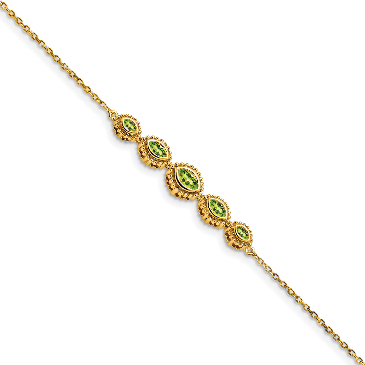 14k Marquise Peridot Bracelet-BM7200-PE-Y