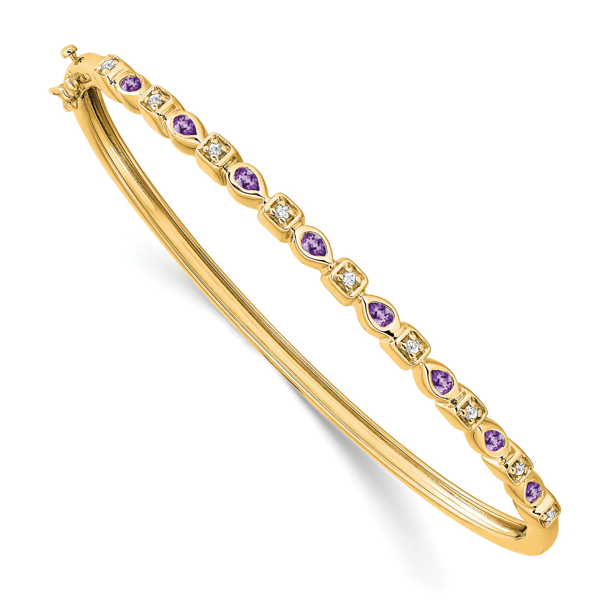 14k Amethyst and Diamond Bangle-BM7222-AM-011-YA