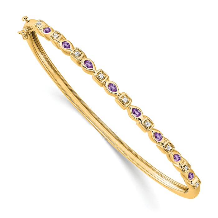 14k Amethyst and Diamond Bangle-BM7222-AM-011-YA
