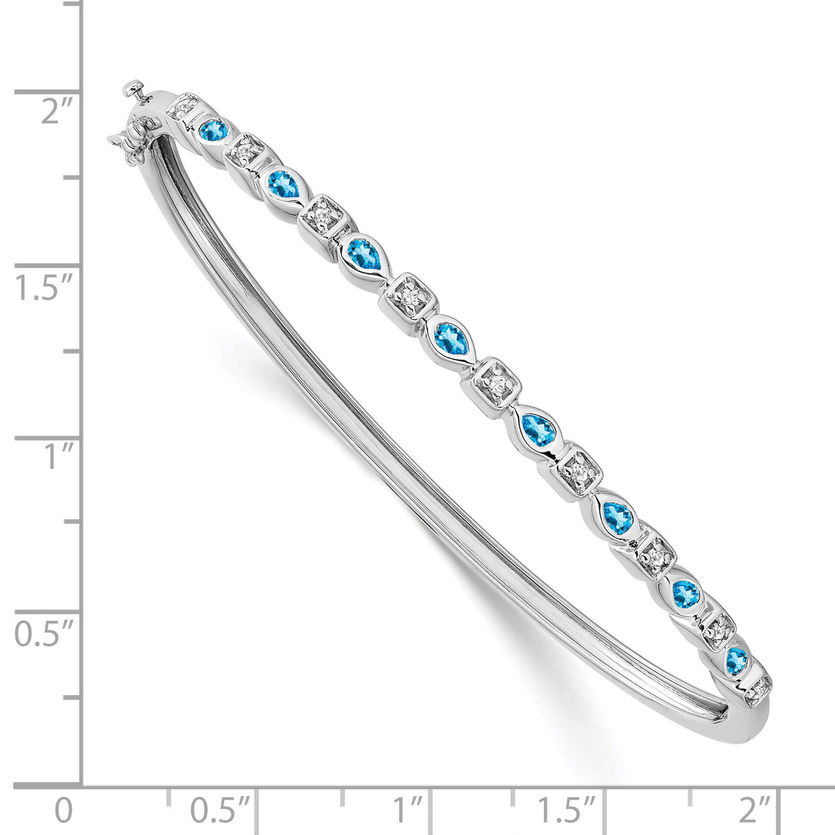 14k White Gold Blue Topaz and Diamond Bangle-BM7222-BT-011-WA