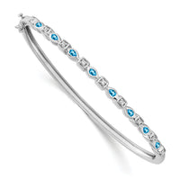14k White Gold Blue Topaz and Diamond Bangle-BM7222-BT-011-WA