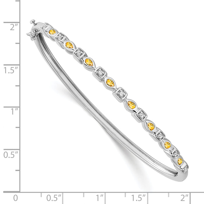 14k White Gold Citrine and Diamond Bangle-BM7222-CI-011-WA
