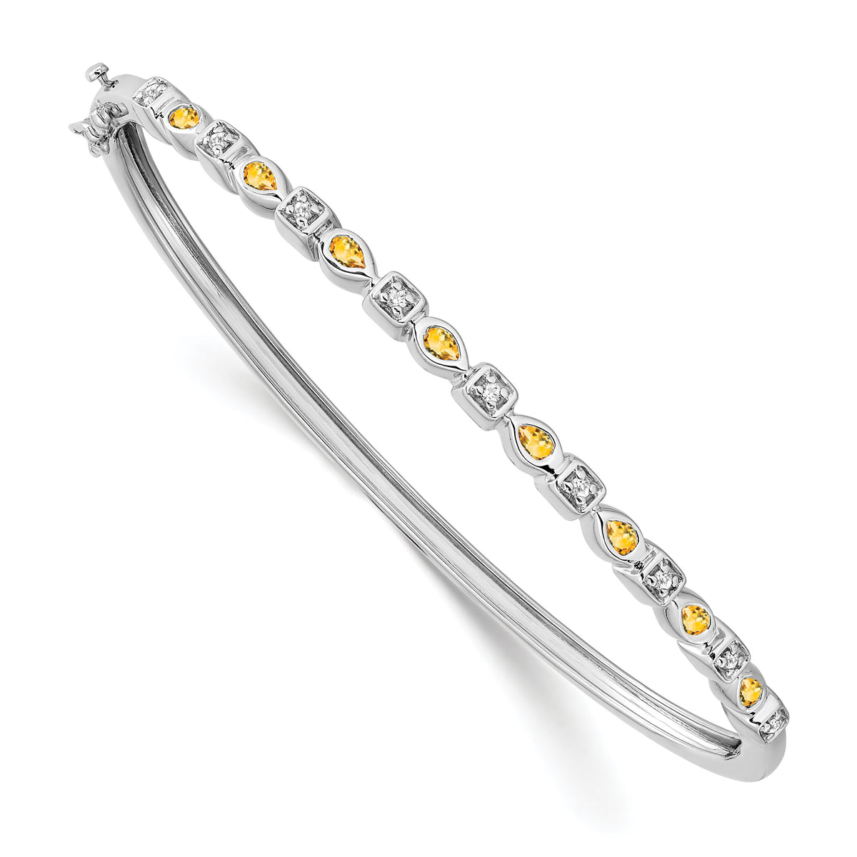 14k White Gold Citrine and Diamond Bangle-BM7222-CI-011-WA