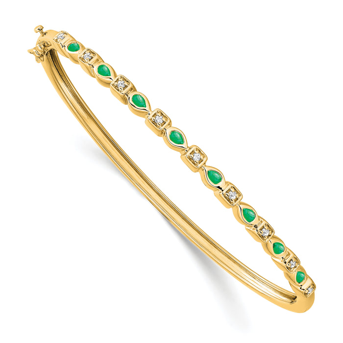 14k Emerald and Diamond Bangle-BM7222-EM-011-YA