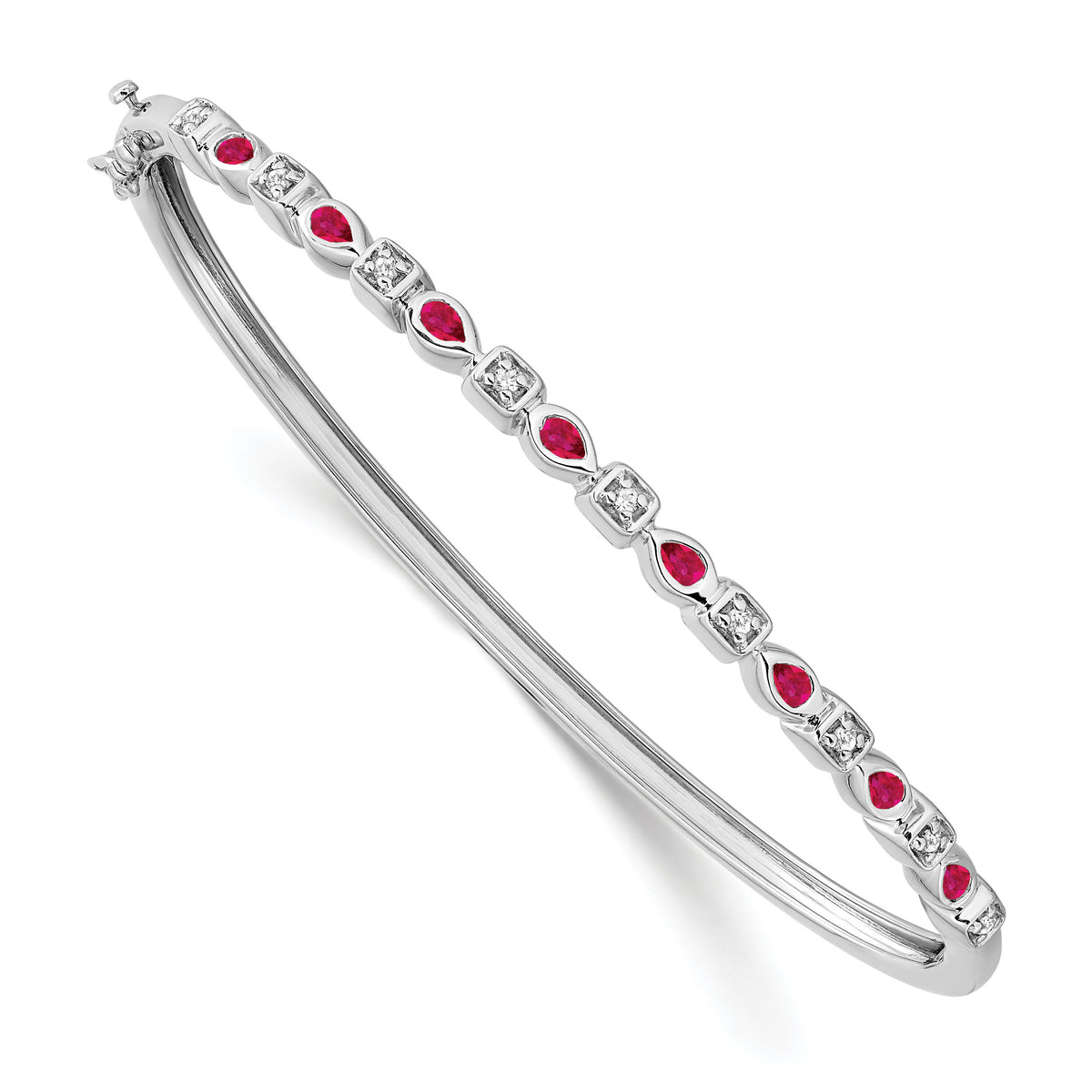 14k White Gold Ruby and Diamond Bangle-BM7222-RU-011-WA