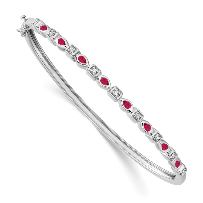 14k White Gold Ruby and Diamond Bangle-BM7222-RU-011-WA