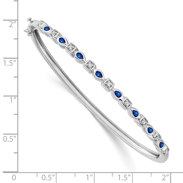 14k White Gold Sapphire and Diamond Bangle-BM7222-SA-011-WA