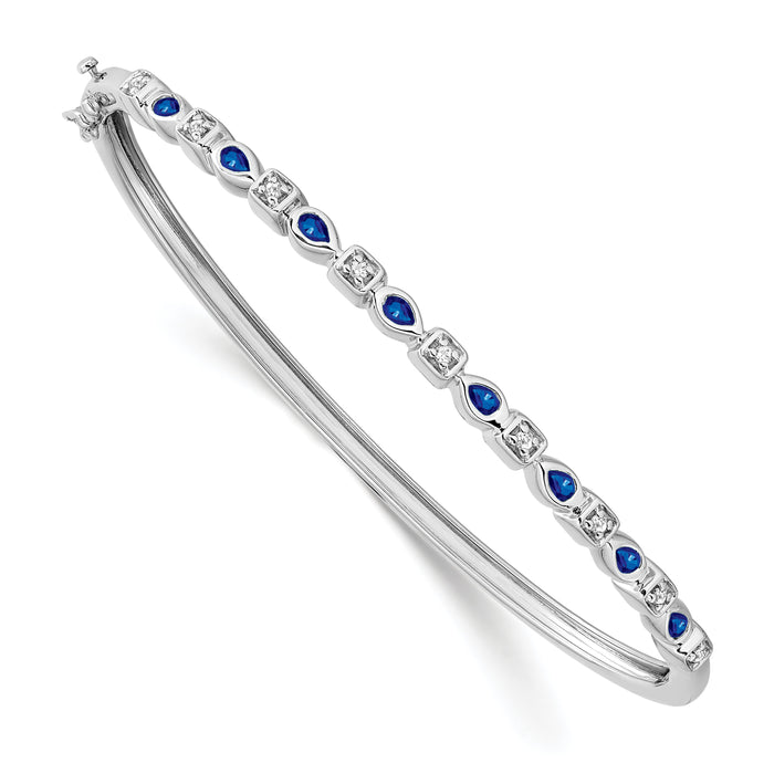 14k White Gold Sapphire and Diamond Bangle-BM7222-SA-011-WA