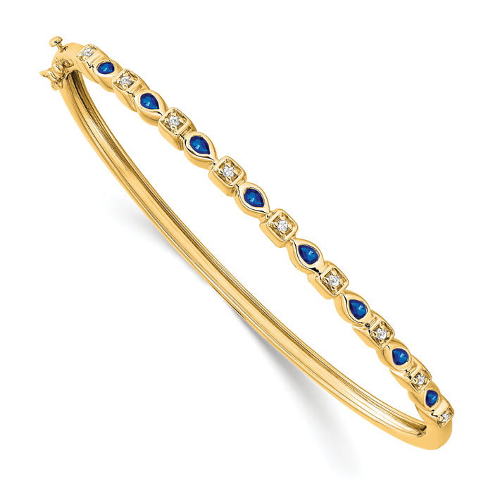 14k Sapphire and Diamond Bangle-BM7222-SA-011-YA