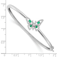 14k White Gold Emerald and Diamond Butterfly Bangle-BM7257-EM-017-WA