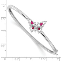 14k White Gold Ruby and Diamond Butterfly Bangle-BM7257-RU-017-WA