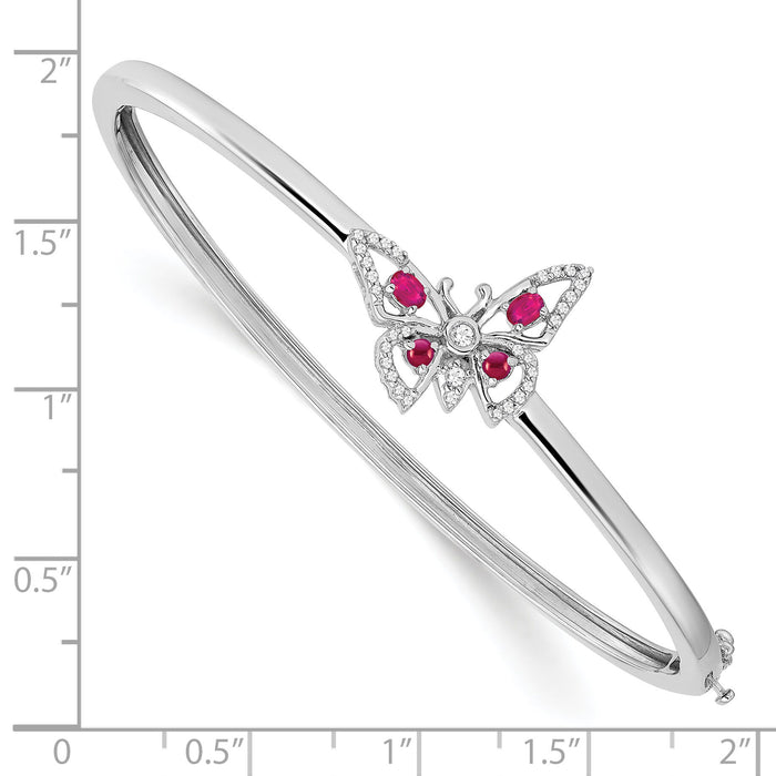14k White Gold Ruby and Diamond Butterfly Bangle-BM7257-RU-017-WA