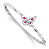14k White Gold Ruby and Diamond Butterfly Bangle-BM7257-RU-017-WA