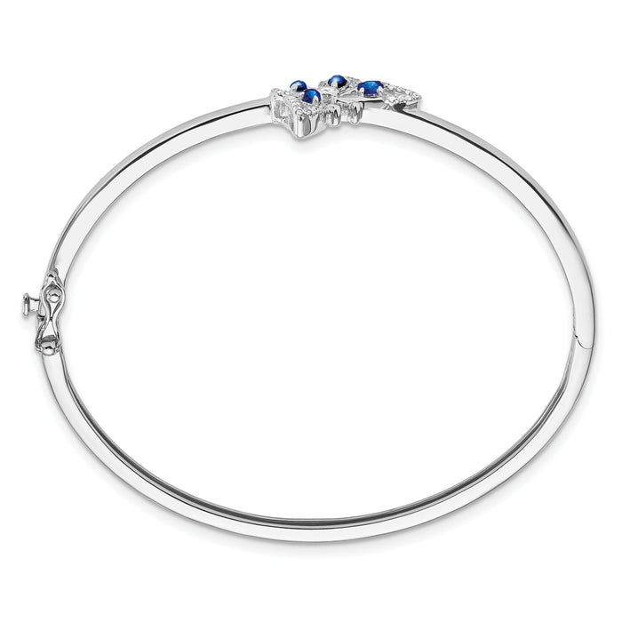 14k White Gold Sapphire and Diamond Butterfly Bangle-BM7257-SA-017-WA