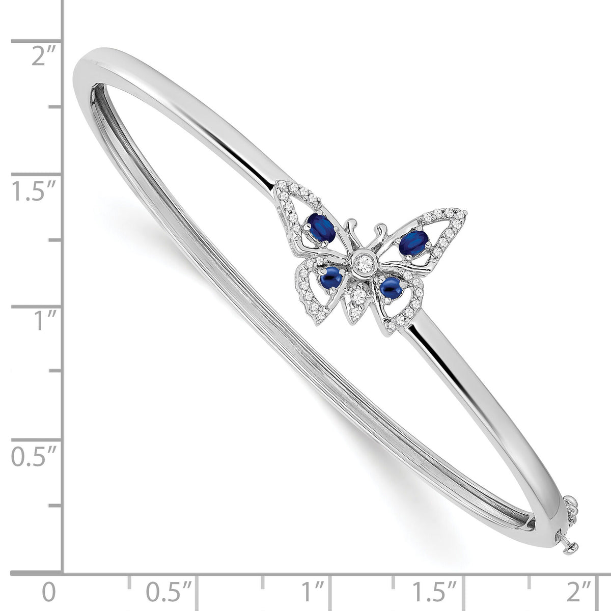 14k White Gold Sapphire and Diamond Butterfly Bangle-BM7257-SA-017-WA