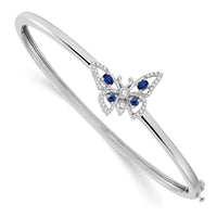 14k White Gold Sapphire and Diamond Butterfly Bangle-BM7257-SA-017-WA