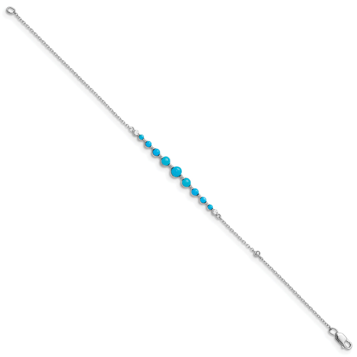 14k White Gold Turquoise and White Topaz Bracelet-BM7416-BTQ-W