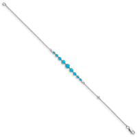 14k White Gold Turquoise and White Topaz Bracelet-BM7416-BTQ-W
