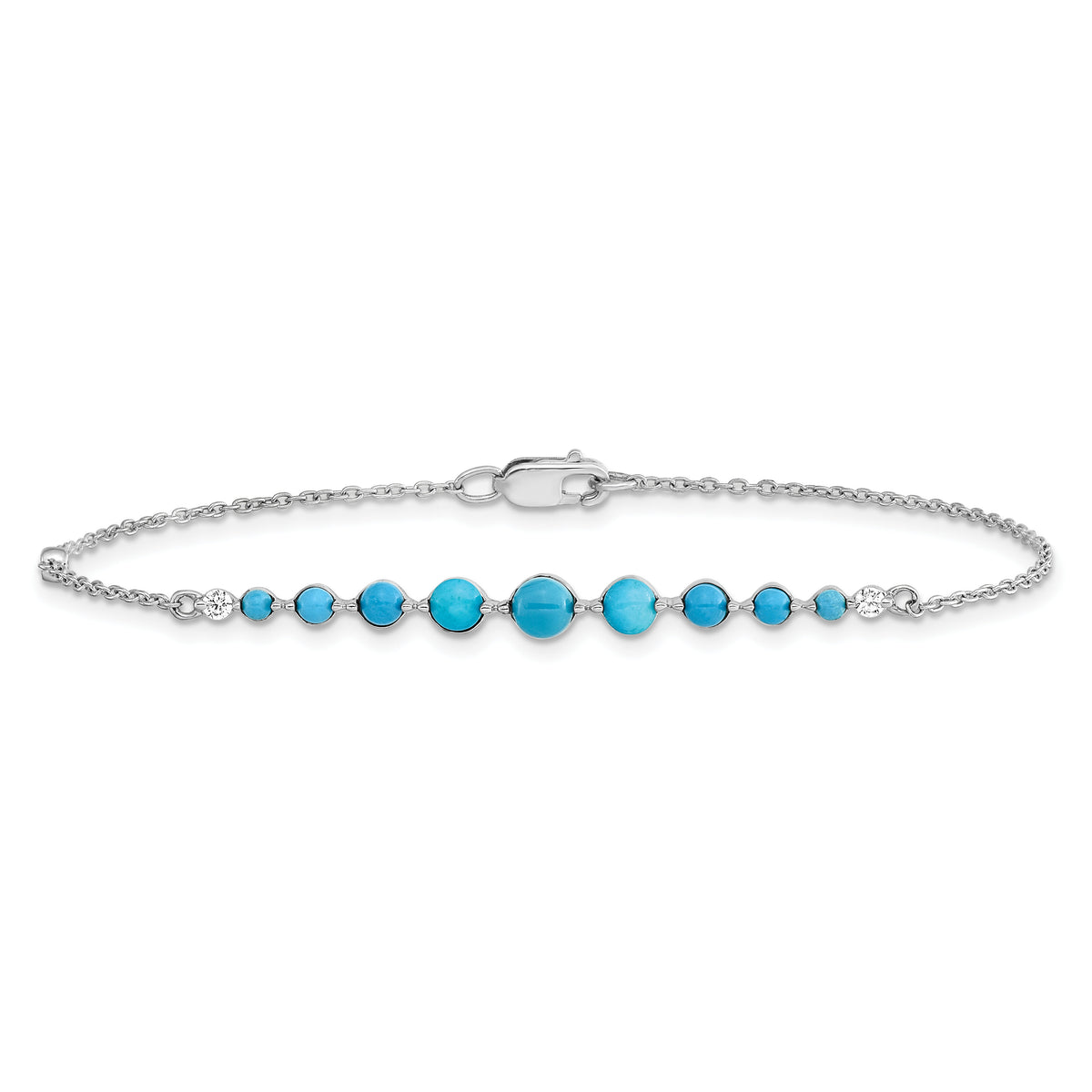 14k White Gold Turquoise and White Topaz Bracelet-BM7416-BTQ-W