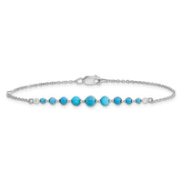 14k White Gold Turquoise and White Topaz Bracelet-BM7416-BTQ-W