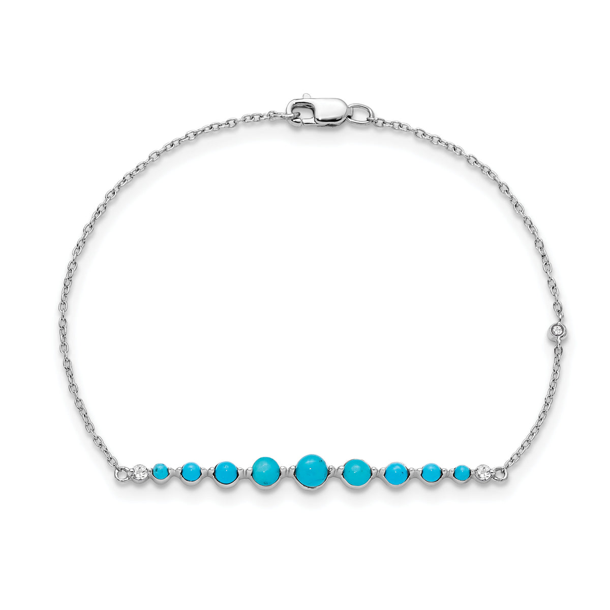14k White Gold Turquoise and White Topaz Bracelet-BM7416-BTQ-W